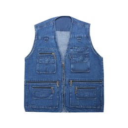 SKJN007 custom denim vest design outdoor fishing vest vest zipper jacket denim center SKJN007 custom denim vest design outdoor fishing vest vest zipper jacket denim center
